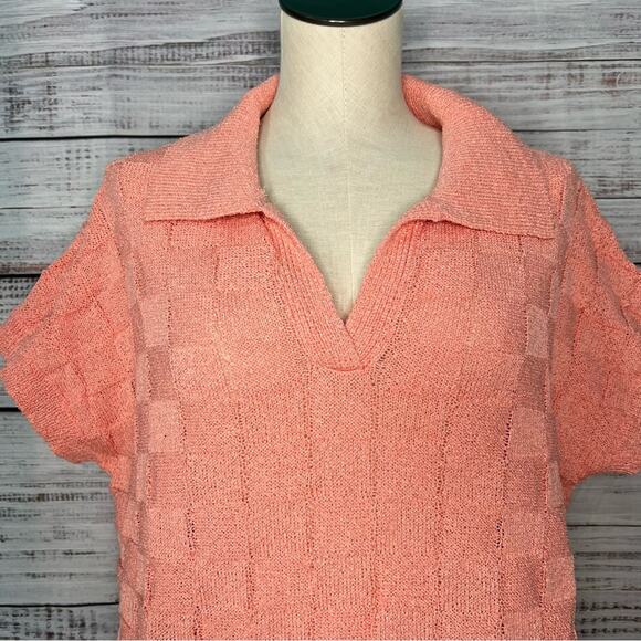 EvoStyle XL Knit Short Sleeve V Neck Short Sleeve Sweater Textured NEW - Picture 2 of 9